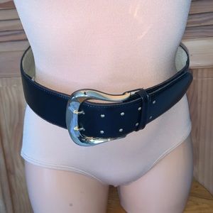 Accessories by Pearl wide Black Leather Belt double tongue buckle MEDIUM USA
